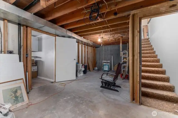 Downstairs storage area.