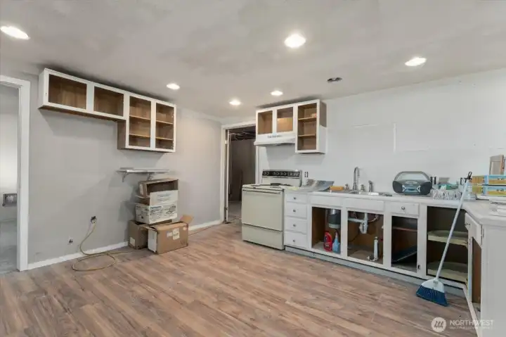 Partially finished 2nd kitchen downstairs.
