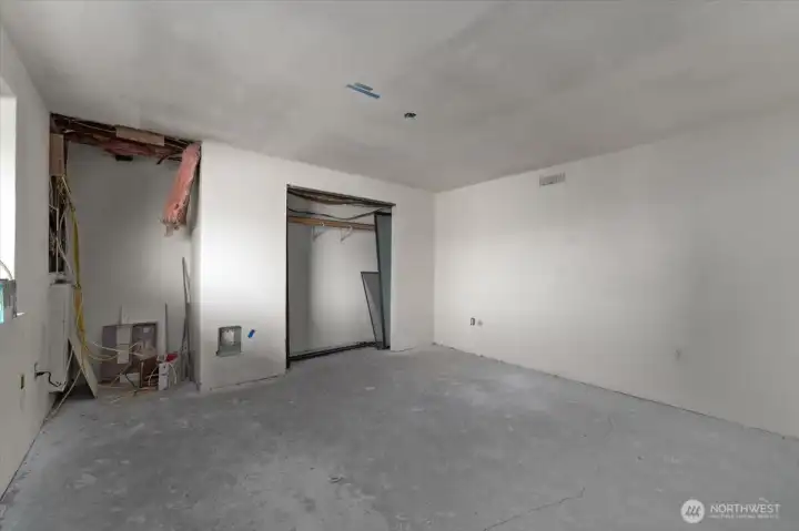 Partially finished downstairs bedroom.