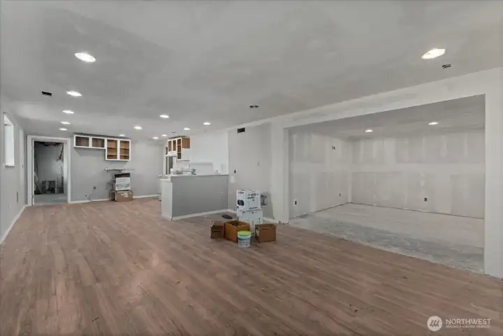 Living room looking into kitchen.