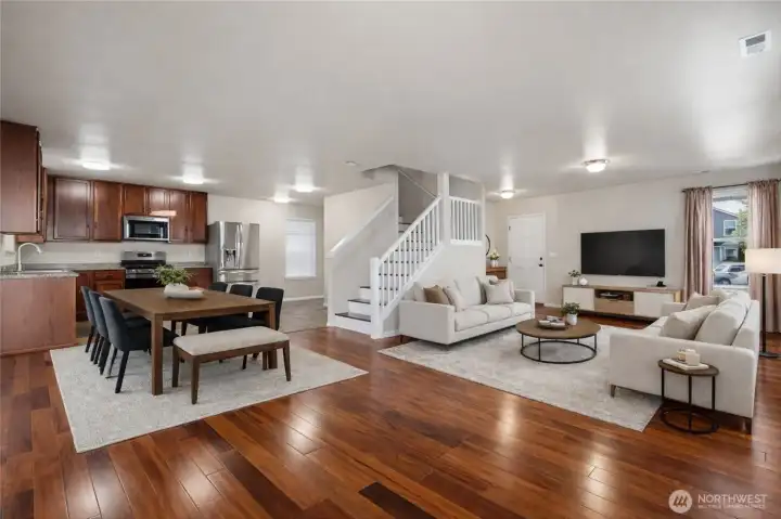 Main living area virtually staged