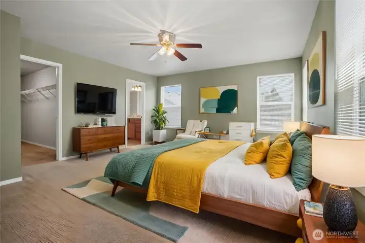 Primary bedroom virtually staged