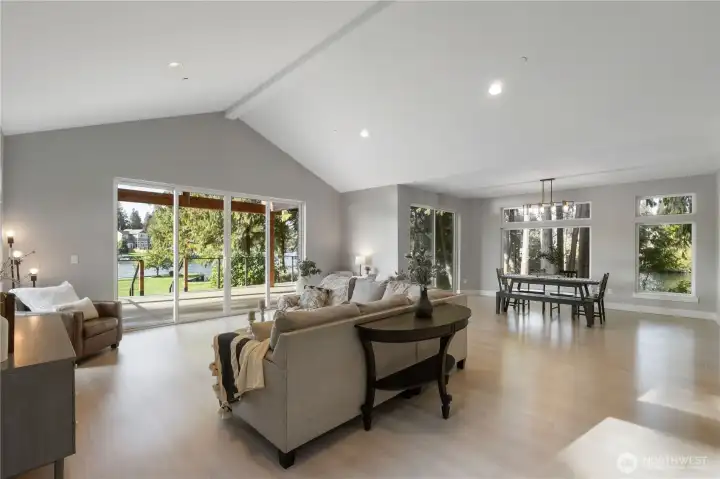 Enjoy panoramic lake views from family room