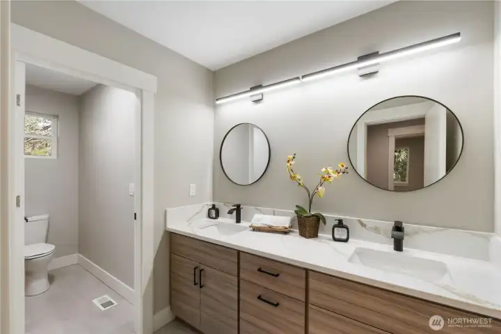2nd bathroom upstairs with double vanity