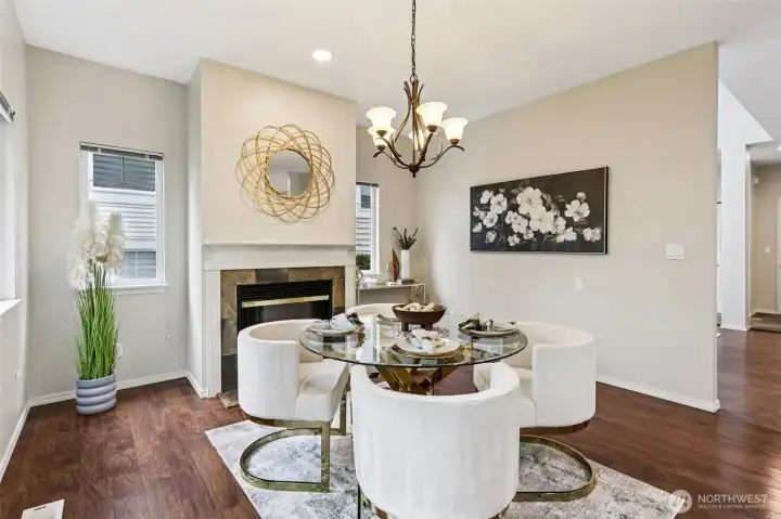 Dining area with direct access to private deck for indoor-outdoor living