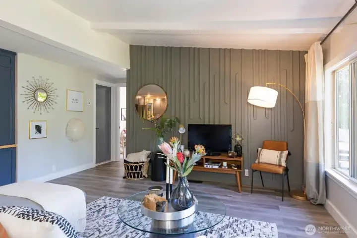 Living room featuring the textured wall.