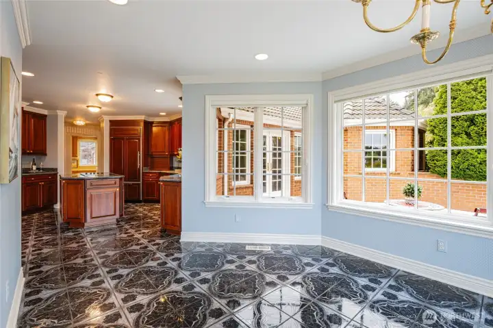 French doors lead to the spacious back patio.
