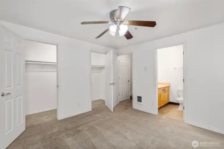 Lower level bedroom with private bathroom.