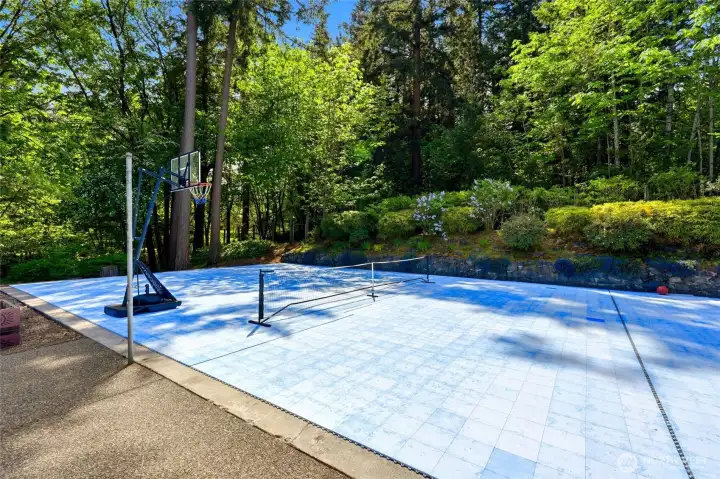 Sports court offering recreation space for basketball, activities, and outdoor fun.
