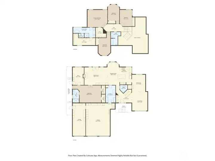 Floor plan layout illustrating spacious design, multiple living areas, and flexible multigenerational living options, with 2 primary suites.
