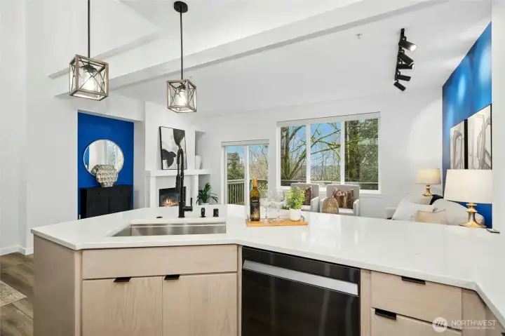 You won't find a single seam in these gorgeous granite countertops. You won't find a single seam in these gorgeous granite countertops.