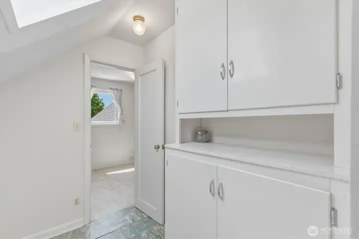 attached craft room with storage