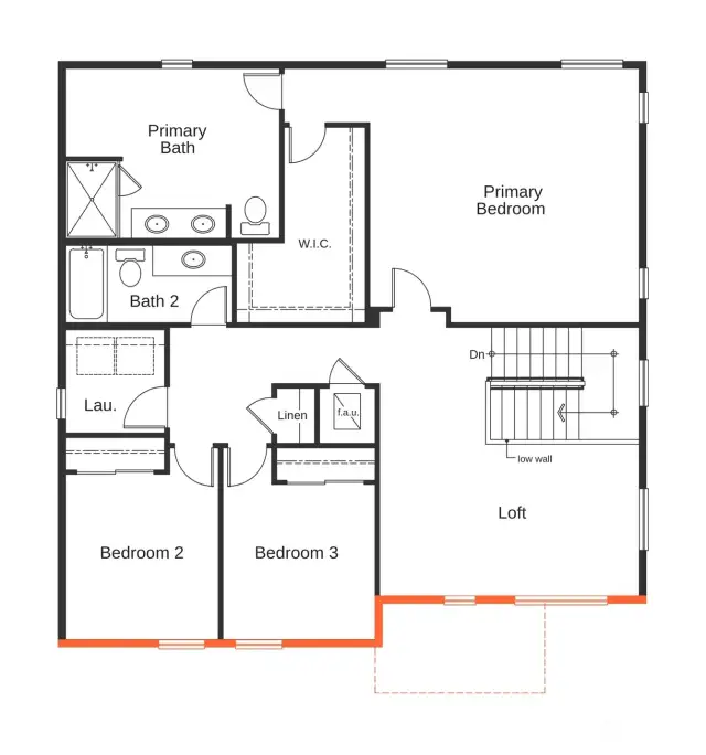 Upper floor layout.