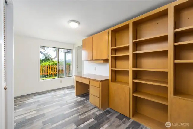 Lower level office with closet.