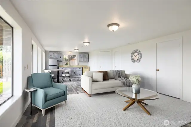 Lower level second living area with second kitchen.