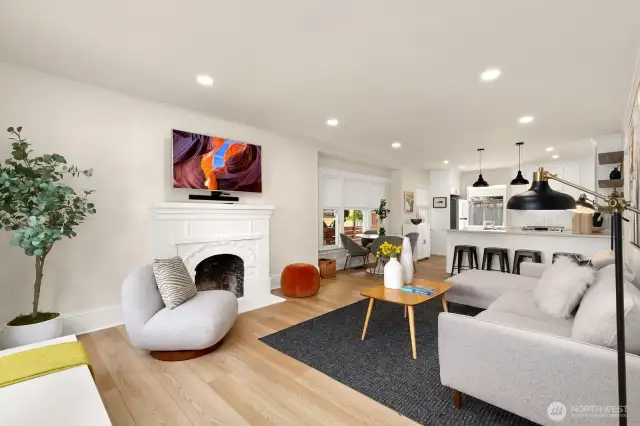 Enter in the large and open living space.