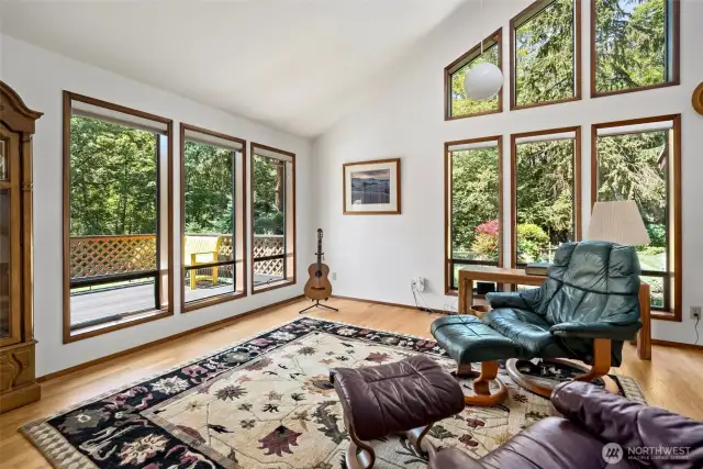 Vaulted ceilings and solid oak floors