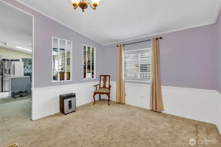 Family room off kitchen and living room