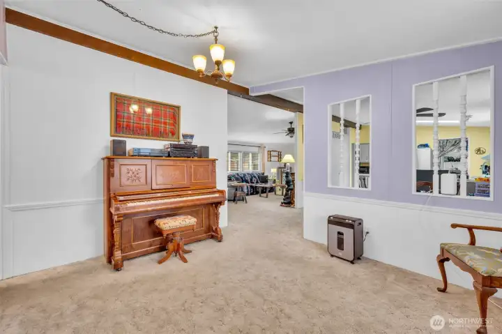 Family room off kitchen and living room