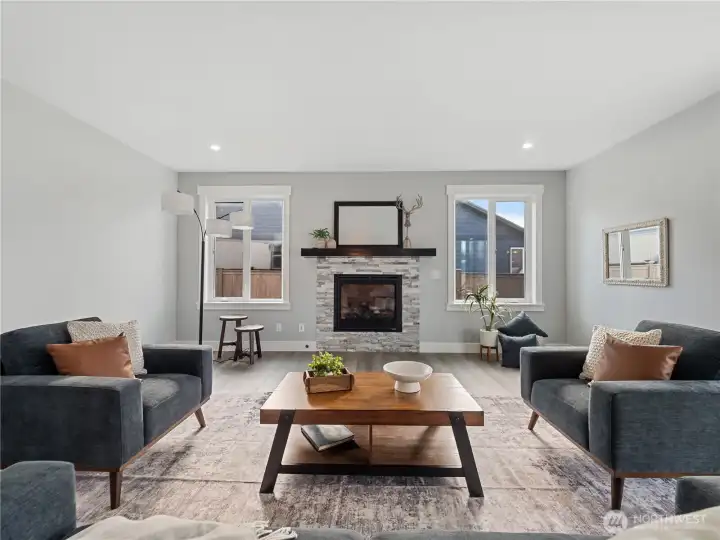 Natural gas fireplace.