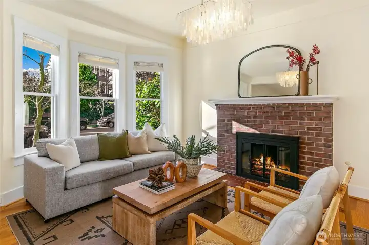 Wood burning fireplace