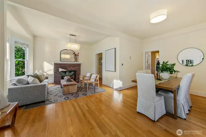 Living room opens up to the spacious dining room