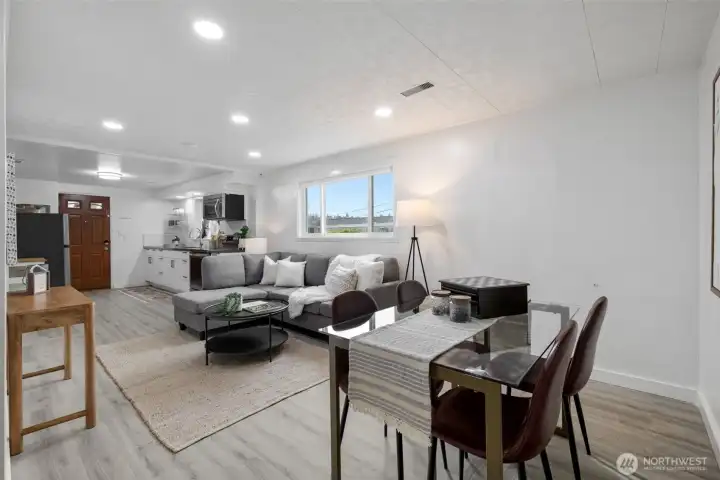 Large living on the lower level.