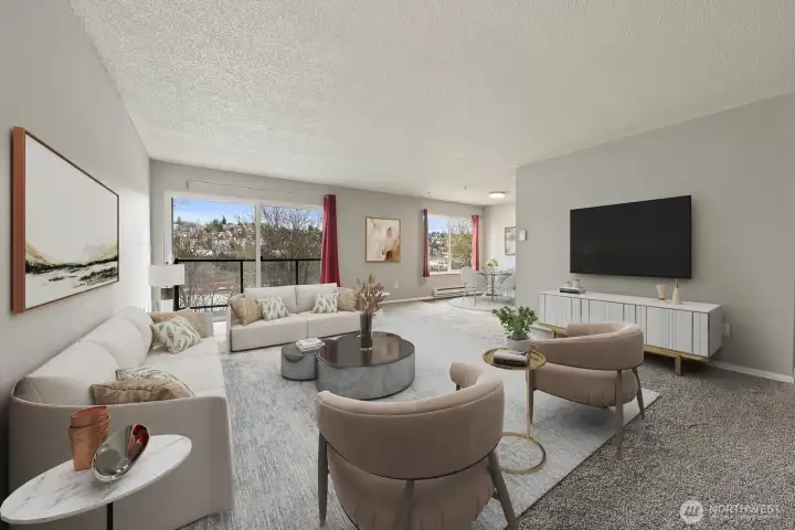 Living Room digitally staged.