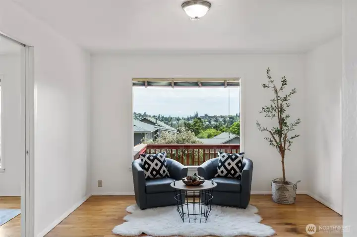 Formal dining room looking out to the view