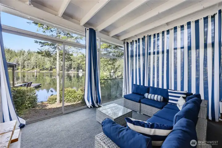 Sun room with lake views