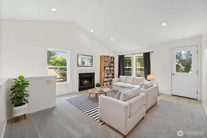 View of living room looking out to your back deck!