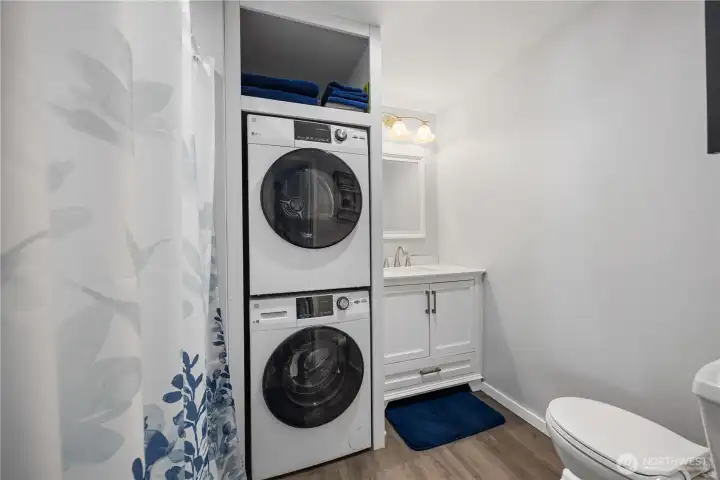 Lower level bathroom with W/D. Lower level bathroom with W/D.