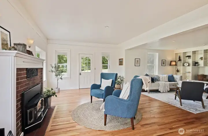 Refinished hardwood floors. Wood burning fireplace. Fresh paint throughout.