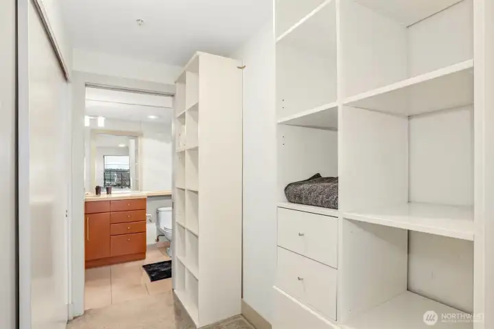 Big closet with built in shelving