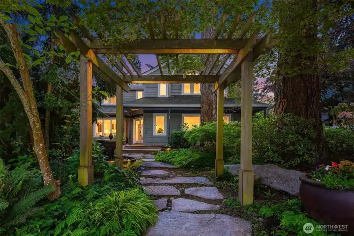 Entry arbor greets you as you enter the peaceful and private gardens Entry arbor greets you as you enter the peaceful and private gardens