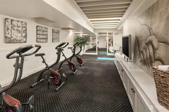 Workout room on lower level.