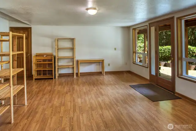 Spacious lower level rec room.