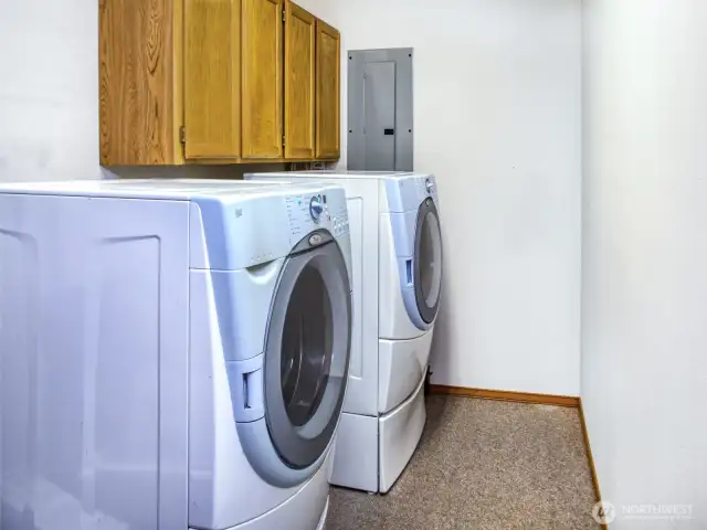 Laundry room is off the kitchen.