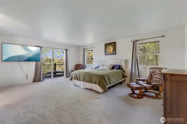HUGE Primary bedroom with slider to the private deck!