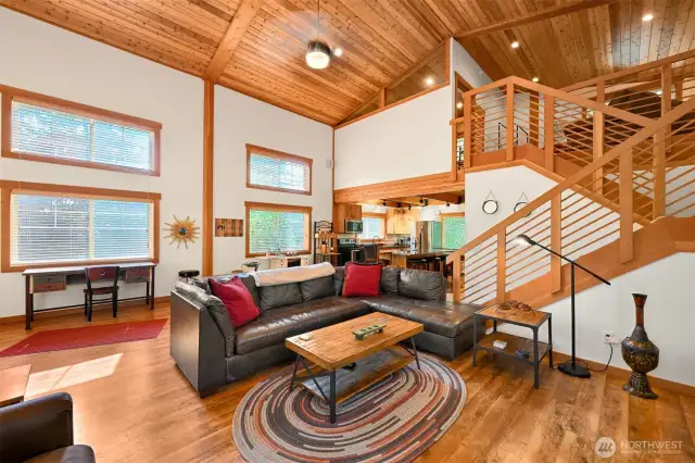 The staircase leads to the upstairs sitting area.