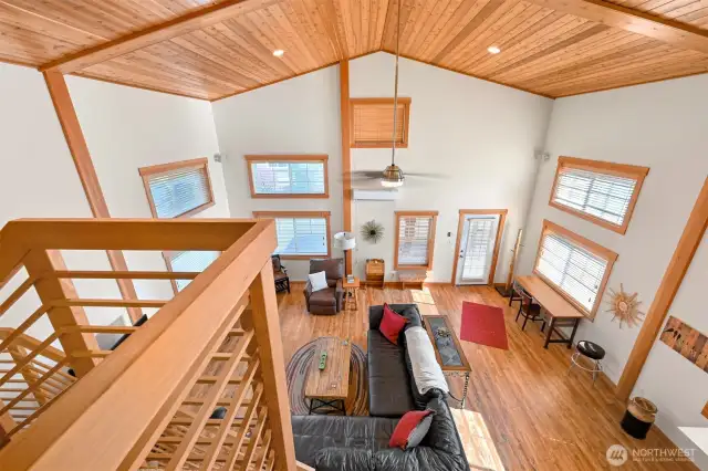 The view from the loft.  Notice all the windows throughout the house - natural light floods in.