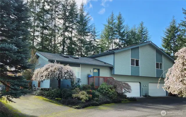 Welcome home! This inviting townhouse shines in early spring, framed by blooming trees and nestled in a peaceful, private setting—an ideal first impression of all this home has to offer.
