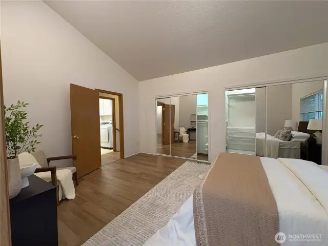 From the en suite bath, take in the generous size of the primary bedroom—offering plenty of room for a cozy sitting nook or reading corner.