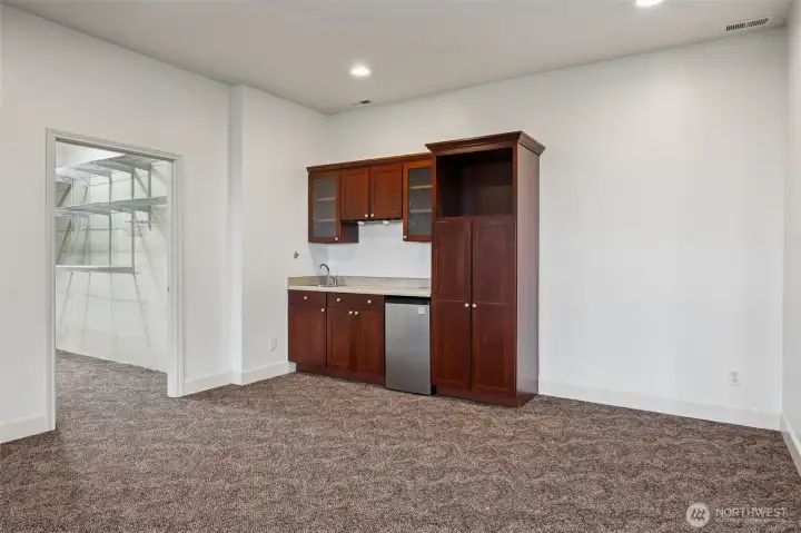 The Wet Bar has room for a FULL Kitchen for ADU or MIL Suite
