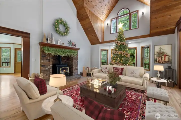 Grand living room! Virtually staged.