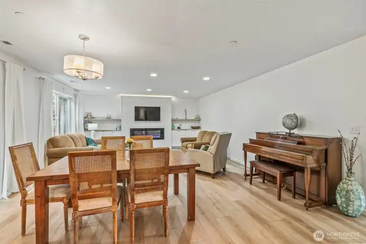 Dining room can accommodate more than just table & chairs - bring on the piano, china cabinet or buffet too!