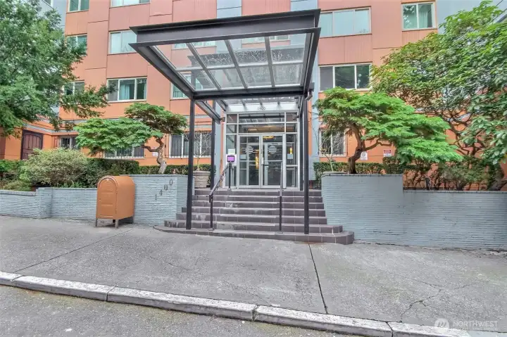 Secured entrance to building.