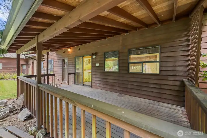 Covered deck off of the kitchen