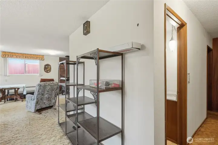 Off to the right is the 3/4 bath room just off the family room and the garage