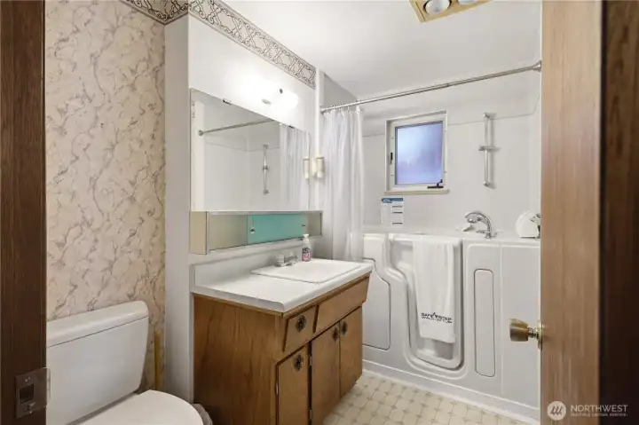 Full bathroom. If you like soaking the walk-in tub is great.